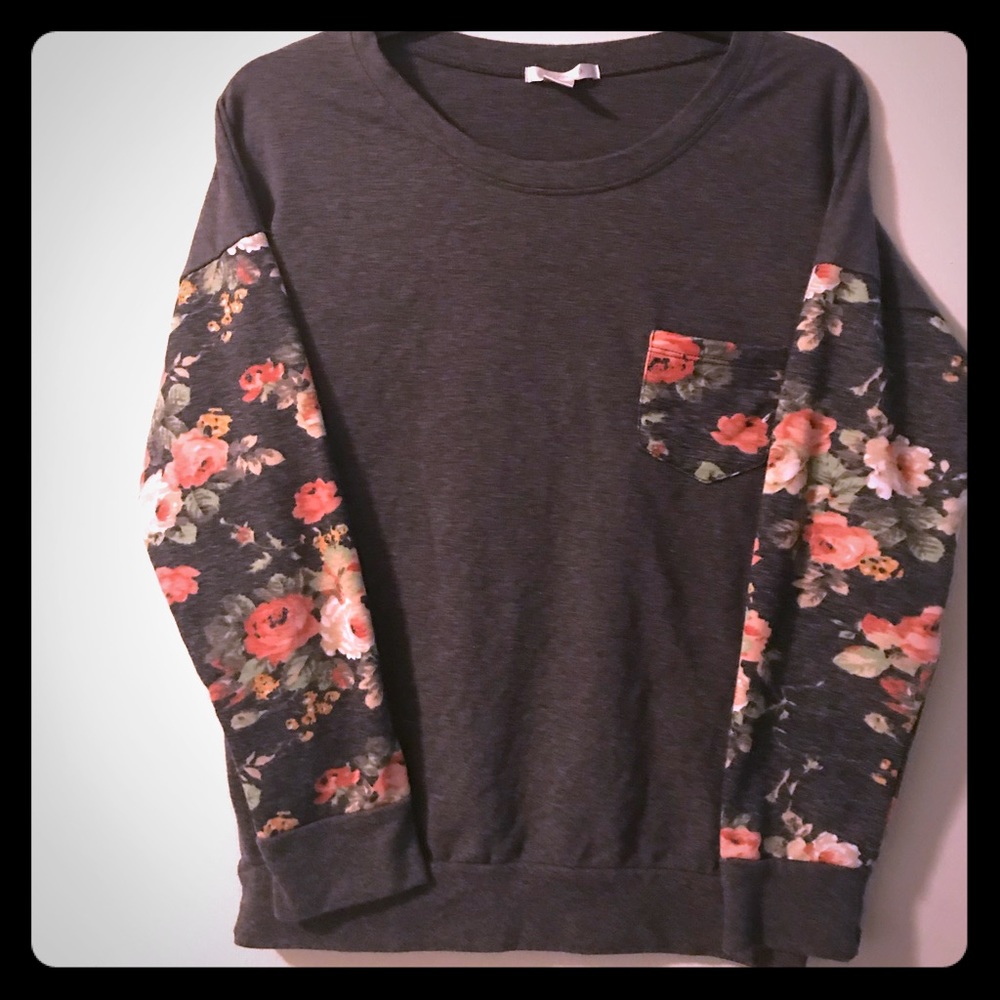 Grey and floral sweater
